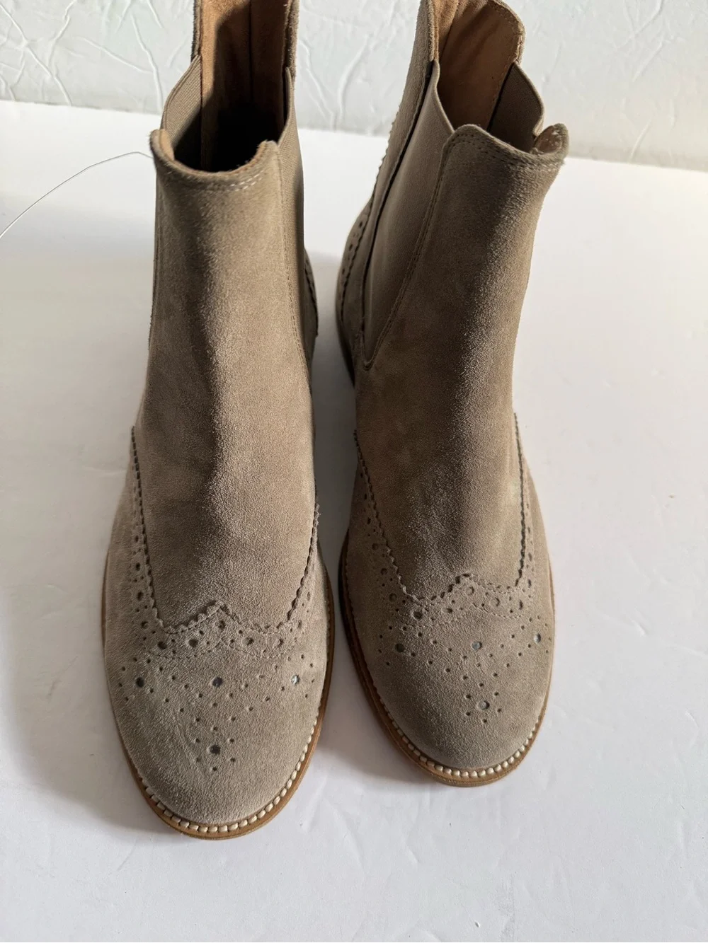 Paul Green Taupe Suede Chukka Brogue Boots Women Ankle US 6.5 l EU 37 l UK 4